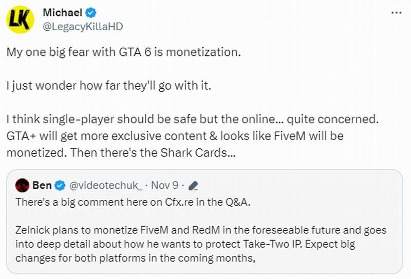 震惊：粉丝玩家担心《GTA6》在线模式氪金才能够变强？